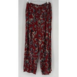 Denim & Supply Wide‎ Leg Wrap Pants Woman's Large Floral Red Elastic Waist